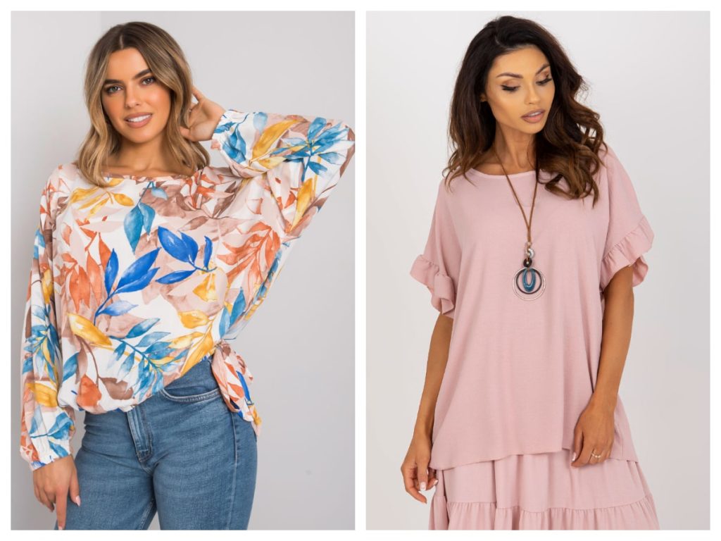 Bluzka oversize w roślinne wzory
